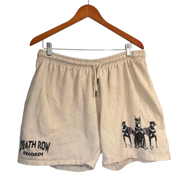 Death Row Records Beige Graphic Sweat Shorts 2XL Cotton/Polyester Mens Casual Lo - Picture 1 of 6